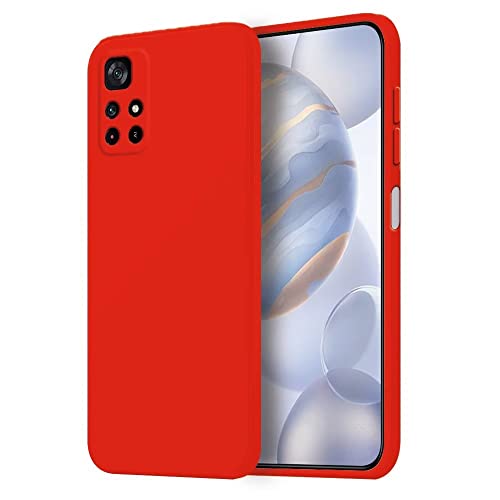 HONLEN Hülle für Poco M4 Pro 5G / Xiaomi Redmi Note 11S 5G Schutzhülle Case, 6.6" Inches Liquid TPU Silicone Handyhülle mit Fallschutz, Kratzfest und rutschfest Silikon Cover Chinarot von HONLEN