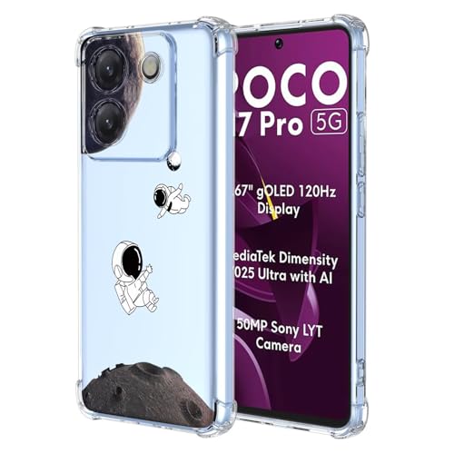 HONLEN Hülle für Poco M7 Pro 5G Case, (6.67" Inches) Transparent Farbverlauf Design TPU Silicone Handyhülle, Verstärkung mit Vier Ecken Cover - Astronaut 2 von HONLEN