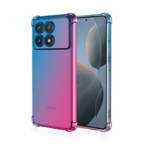 HONLEN Hülle für Poco X6 Pro 5G Case, (6.67" Inches) Transparent Farbverlauf Design TPU Silicone Handyhülle, Verstärkung mit Vier Ecken Cover Blau Rosa von HONLEN