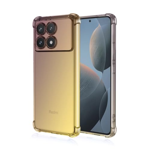 HONLEN Hülle für Poco X6 Pro 5G Case, (6.67" Inches) Transparent Farbverlauf Design TPU Silicone Handyhülle, Verstärkung mit Vier Ecken Cover Schwarzes Gold von HONLEN