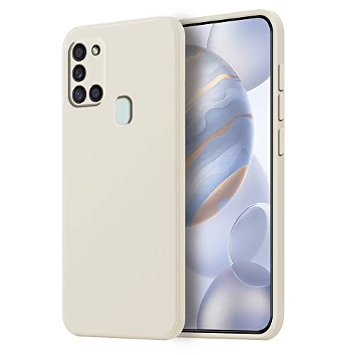 HONLEN Hülle für Samsung Galaxy A21s Schutzhülle Case, 6.5" Inches Liquid TPU Silicone Handyhülle mit Fallschutz, Kratzfest und rutschfest Silikon Cover Altweiß von HONLEN