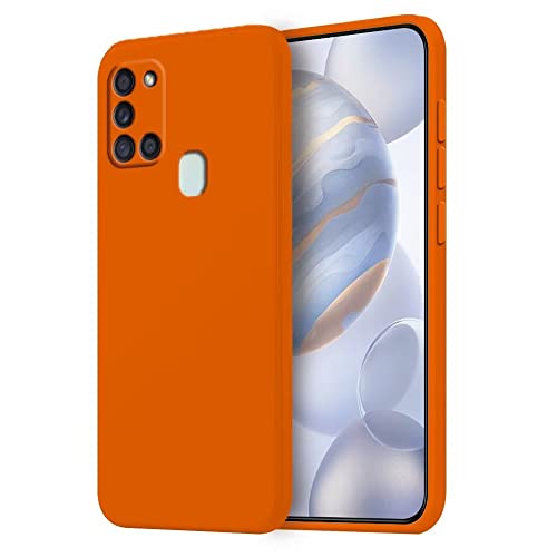 HONLEN Hülle für Samsung Galaxy A21s Schutzhülle Case, 6.5" Inches Liquid TPU Silicone Handyhülle mit Fallschutz, Kratzfest und rutschfest Silikon Cover Orange von HONLEN