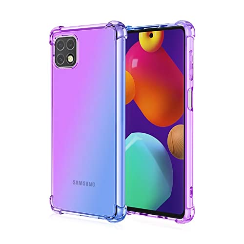 HONLEN Hülle für Samsung Galaxy A22 5G Case, Transparent Farbverlauf Design TPU Silicone Handyhülle, Verstärkung mit Vier Ecken, Fallschutz, Kratzfest Schutz Cover von HONLEN