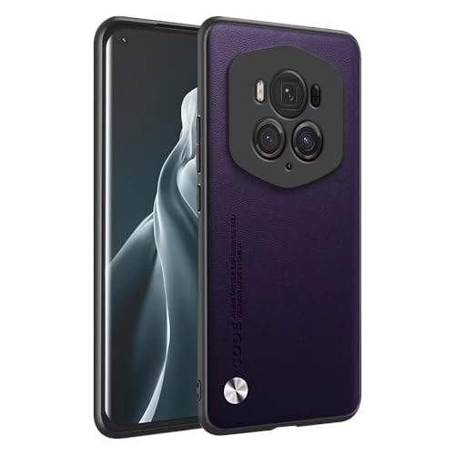 HONLEN Hülle für Smartphone, Compatible with Honor Magic6 RSR Porsche Design (6.8" Inches) Business Telefonhülle aus Leder mit Rückseite, Dunkelviolett von HONLEN