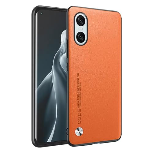 HONLEN Hülle für Smartphone, Compatible with Sony Xperia 10 VI (Sixth Generation) (6.1" Inches) Business Telefonhülle aus Leder mit Rückseite, Orange von HONLEN