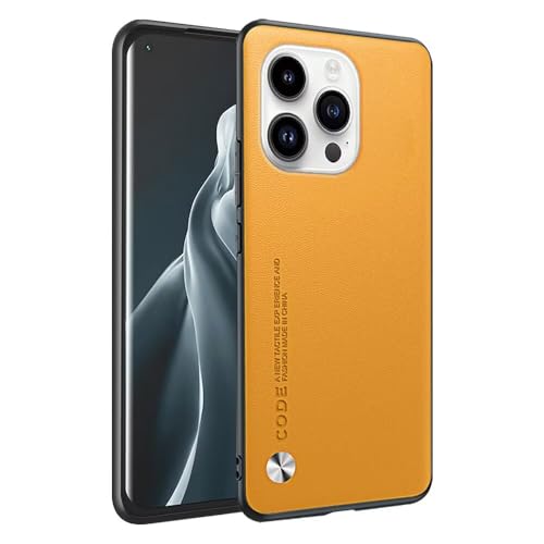 HONLEN Hülle für Smartphone, Compatible with iPhone 15 Pro (6.1" Inches) Business Telefonhülle aus Leder mit Rückseite, Gelb von HONLEN