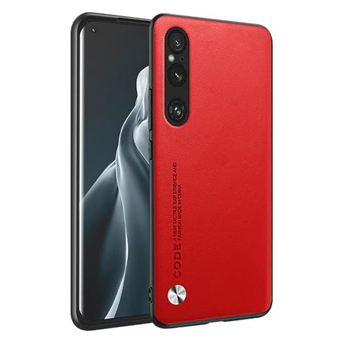 HONLEN Hülle für Smartphone, Compatible with Sony Xperia 1 V (6.5" Inches) Business Telefonhülle aus Leder mit Rückseite, Rot von HONLEN