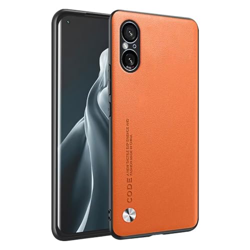 HONLEN Hülle für Smartphone, Compatible with Sony Xperia 5 V (6.1" Inches) Business Telefonhülle aus Leder mit Rückseite, Orange von HONLEN