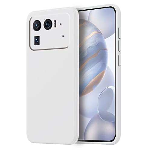 HONLEN Hülle für Xiaomi MI 11 Ultra Schutzhülle Case, 6.81" Inches Liquid TPU Silicone Handyhülle mit Fallschutz, Kratzfest und rutschfest Silikon Cover Keramik weiß von HONLEN