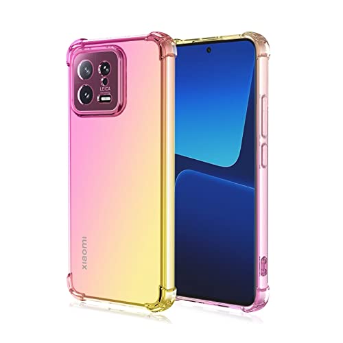 HONLEN Hülle für Xiaomi MI 13 Case, 6.36" Inches Transparent Farbverlauf Design TPU Silicone Handyhülle, Verstärkung mit Vier Ecken Cover Rosa Gold von HONLEN