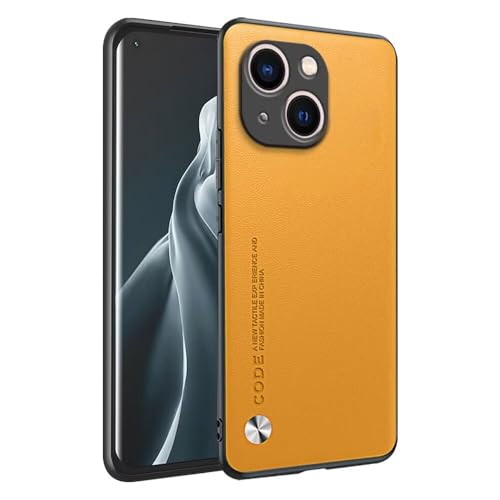HONLEN Hülle für iPhone 13 (6.1" Inches) Business Telefonhülle aus Leder mit Rückseite, Gelb von HONLEN