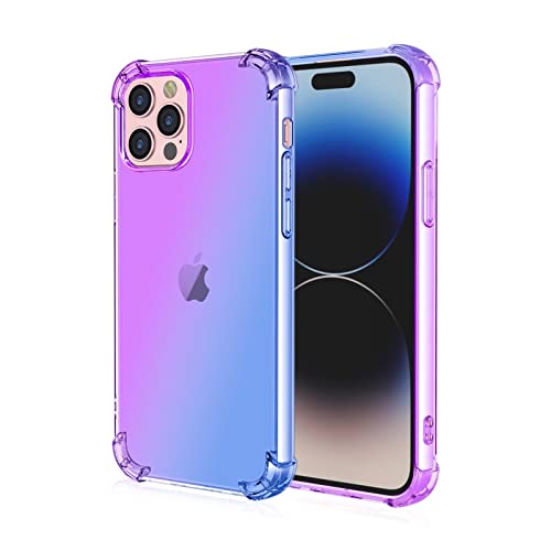 HONLEN Hülle für iPhone 14 Pro Max Case, 6.7" Inches Transparent Farbverlauf Design TPU Silicone Handyhülle, Verstärkung mit Vier Ecken Cover Blau Lila HONLEN Hülle für iPhone 14 Pro Max Case, 6.7" Inches Transparent Farbverlauf Design TPU Silicone Handyhülle, Verstärkung mit Vier Ecken Cover Blau Lila von HONLEN