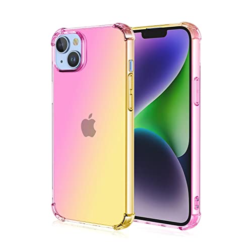 HONLEN Hülle für iPhone 15 Case, (6.1" Inches) Transparent Farbverlauf Design TPU Silicone Handyhülle, Verstärkung mit Vier Ecken Cover Rosa Gold von HONLEN