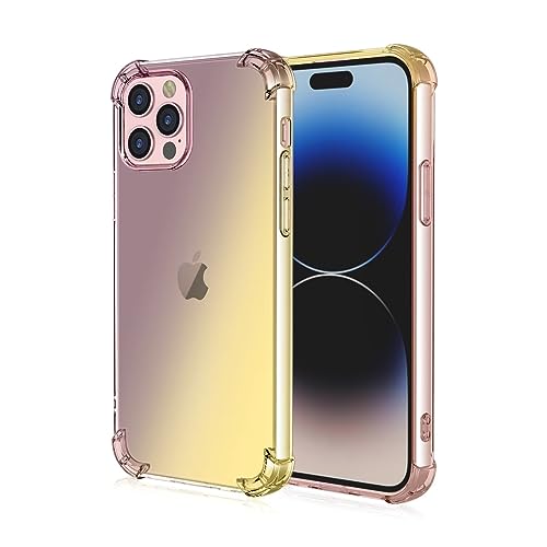 HONLEN Hülle für iPhone 15 Pro Case, (6.1" Inches) Transparent Farbverlauf Design TPU Silicone Handyhülle, Verstärkung mit Vier Ecken Cover Schwarzes Gold von HONLEN