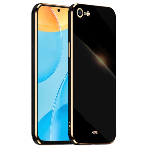 HONLEN Hülle für iPhone 7 / iPhone 8 / iPhone SE 2020 / SE 2022 (4.7" Inches), Weiche Silikon-TPU-Hülle, Galvanisiertes Rahmendesign - Schwarz von HONLEN