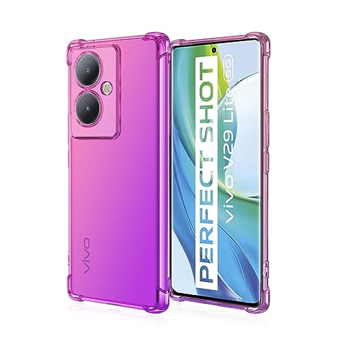 HONLEN Hülle für vivo V29 Lite 5G / vivo Y78+ Case, (6.78" Inches) Transparent Farbverlauf Design TPU Silicone Handyhülle, Verstärkung mit Vier Ecken Cover Pink Lila von HONLEN