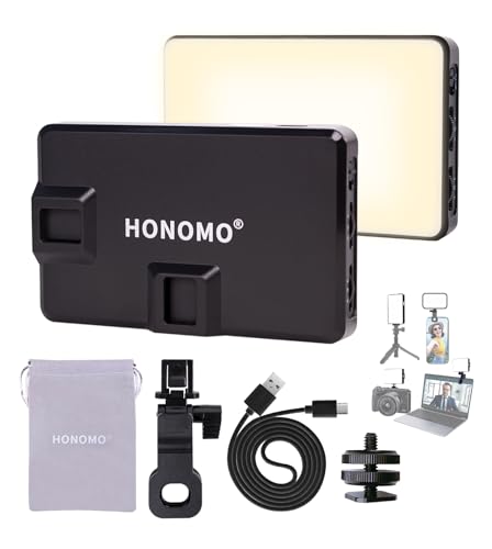 HONOMO 120LED 3000mAh wiederaufladbare Selfie-Licht, taschengroßes Clip-On-Fülllicht kompatibel mit Telefon, Kamera und Laptop für Bilder, Videos, Tiktok-Live-Streaming, Zoom-Meetings mit Tragetasche von HONOMO