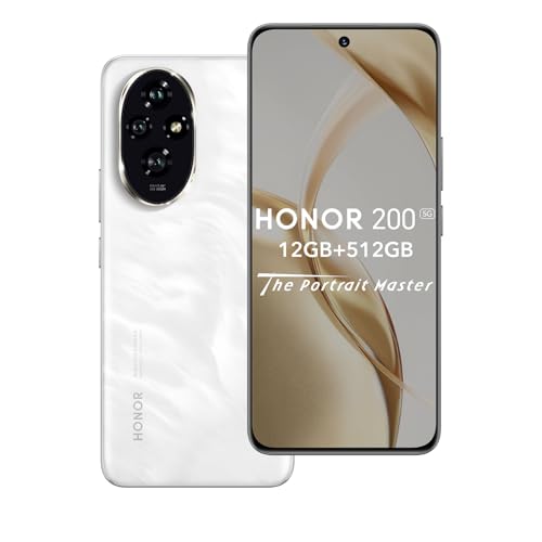 HONOR 200 5G Smartphone 12GB 512GB, 120Hz 6.7' AMOLED, Snapdragon 7 Gen 3, 5200mAh Akku, Triple 50 MP Kamera, Android 14, Dual SIM, NFC, Weiß (ohne Ladegerät) von HONOR