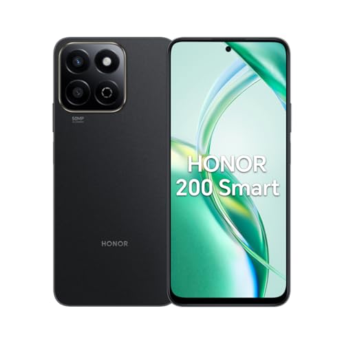 HONOR 200 Smart 5G Smartphone, 4 GB, 256 GB, Akku 5200 mAh, 50 MP KI-Carmera, 300 % hohe Lautstärke, Snapdragon 4 Gen 2, Android 14, Dual-SIM, Schwarz HONOR 200 Smart 5G Smartphone, 4 GB, 256 GB, Akku 5200 mAh, 50 MP KI-Carmera, 300 % hohe Lautstärke, Snapdragon 4 Gen 2, Android 14, Dual-SIM, Schwarz von HONOR