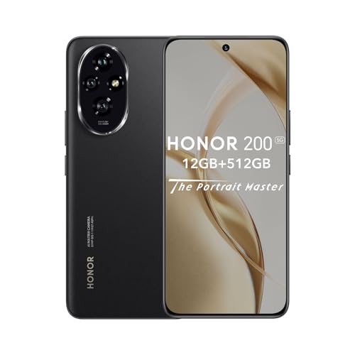 HONOR 200 5G Smartphone 12+512GB, 120Hz 6.7“ AMOLED, 50MP Triple Kamera, Snapdragon 7 Gen 3, 5200mAh Akku mit 100W Ladegerät, Android 14, Dual SIM, NFC, Schwarz von HONOR