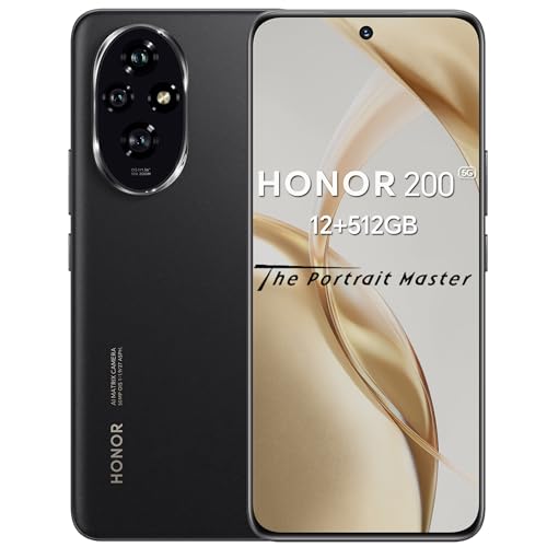 HONOR 200 Smartphone 5G, Android Mobile Phones Without Contract (512GB/12GB RAM, 5200 mAh, 6,7 Zoll AMOLED Display, 50-MP-Dreifach-Hauptkamera, Android 14, Dual SIM, NFC), Black von HONOR