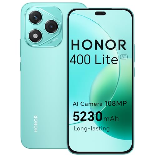 HONOR 400 Lite Smartphone 5G Dual SIM NFC, 256GB/8GB RAM, Simlockfrei Android-Handy ohne Vertrag (108MP mit AI-Kamerataste, 6,7 Zoll Display, 5230mAh, Android 15) Mars Green von HONOR
