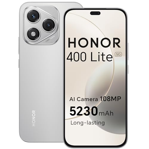 HONOR 400 Lite Smartphone 5G Dual SIM NFC, 256GB/8GB RAM, Simlockfrei Android-Handy ohne Vertrag (108MP mit AI-Kamerataste, 6,7 Zoll Display, 5230mAh, Android 15) Velvet Grey von HONOR