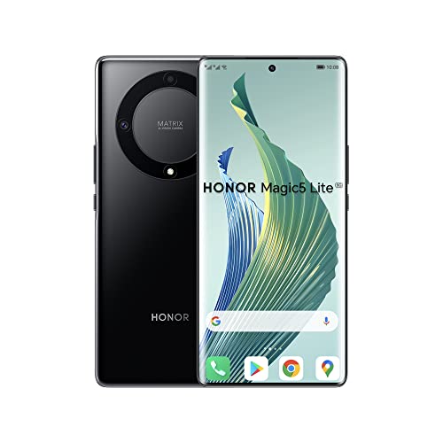 HONOR HONOR Magic5 Lite 5G Handy, Smartphone Akku 5100mAh, AMOLED gebogener Bildschirm 120Hz, dünn und leicht, Dreifachkamera 64MP, 8+256GB, Dual SIM, Android 12, Schwarz von HONOR