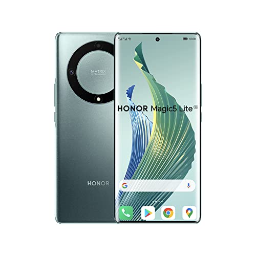 HONOR Magic5 Lite 5G Handy, Smartphone Akku 5100 mAh, gebogenes AMOLED Display 120 Hz, dünn und leicht, Dreifachkamera 64 MP, grün, 6 Plus 128 GB, Dual SIM, Android 12 von HONOR