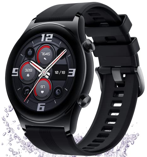 HONOR Watch GS 3 Smartwatch Herren Damen 46 mm Smartwatch Pulsuhr Fitness Akku 14 Tage mit Schrittzähler, Herzfrequenzmesser, 5 ATM, GPS, 326PPI AMOLED 1,43 Zoll für Android (Schwarz) von HONOR