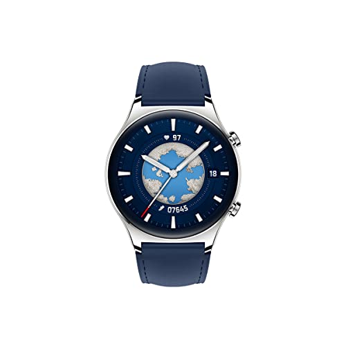 HONOR Watch GS3 Smartwatch, AMOLED-Touchscreen, 3,9 cm (1,43 Zoll), mit Herzfrequenz-Überwachung, Schlaf und Sauerstoff, Blaue Lederversion von HONOR