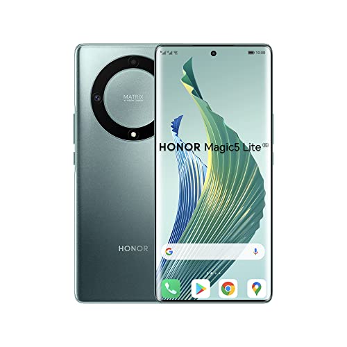 Honor Magic5 Lite 5G Handy, Smartphone Akku 5100mAh, AMOLED gebogener Bildschirm 120Hz, dünn und leicht, Dreifachkamera 64MP, 8+256GB, Dual SIM, Android 12, Grün von HONOR