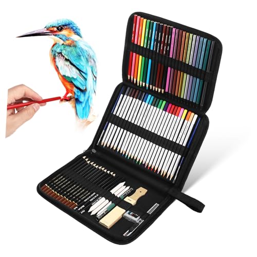HOODANCOS 1 Satz Farbblei-Set Erwachsene Pastell Zeichnung Aquarellstifte für Künstler Handwerk Buntstifte mit Beutel Skizzieren von Vorräten Bleistifte zeichnen hölzern von HOODANCOS