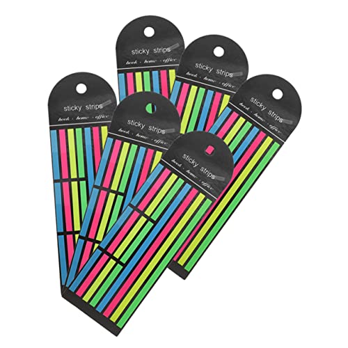 HOODANCOS 1 Satz Fluoreszierende Haftnotizen Etiketten-textmarker-streifen Registerkarten Für Seitenmarkierungen Textmarker-streifen-aufkleber Das Haustier 6 Stück von HOODANCOS