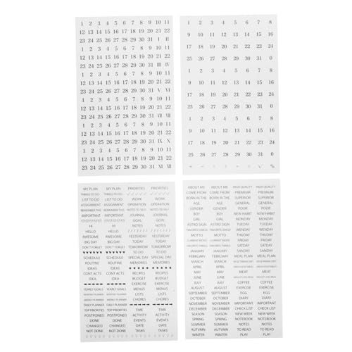 HOODANCOS 1 Satz Tagebuch-planer-aufkleber Monatlich Zeitschriftenbedarf Planer Aufkleber Scrapbooking Zubehör Notizblock Tägliche Aufkleber Diy Bastelaufkleber Pvc Black 4blätter von HOODANCOS