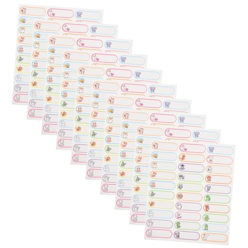 HOODANCOS 10 Blatt Wasserfester Namensaufkleber kleine Aufkleber buntes Namensschild personalisiertes Etikett Kindertagesstättenetiketten Bekleidungsetiketten für Unisex Namensschilds Papier von HOODANCOS