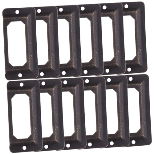 HOODANCOS 12 Stück Schmiedeeisen -Visitzirmenrahmen Schublade Etikett Typenschild Antiquität Inhaber Gold Namenskartenhalter für den Schrank Hardware zur Schrankdekoration von HOODANCOS
