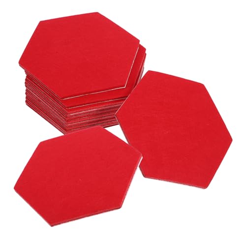 HOODANCOS 12 Stück Sechseckige Filzaufkleber bürodekoration Memo Board aus Filz Dekorative Filzplatten Sechseckige Pinnwand Filzbrett Weiß Zubehör groß Bildtafel Pinnwand-Fliesen gefühlt rot von HOODANCOS