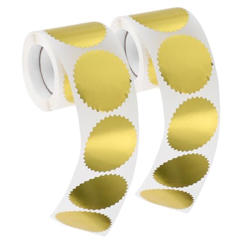 HOODANCOS 2 Rollen Schablonenaufkleber Form Kleine Runde Aufkleber Geprägt Medaillenaufkleber Bunt Aufkleber Leer Prägen Grad Prägung Golden Unterlage Aus Pergaminpapier von HOODANCOS