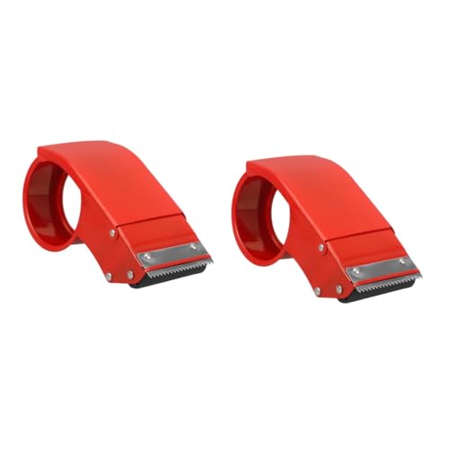 HOODANCOS 2 Stück Klebebandpacker büro klebeband halter schulsachen für Mini Nachfüllung Desktop ziehen um klein Tonbandhalter dekorativer Klebebandständer Bandspender aus Metall Eisen rot von HOODANCOS
