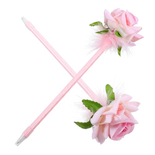 HOODANCOS 2 Stück tragbare Tintenstifte Multipack Uni Handschrift Rosenstifte Büro flipchart stifte Blumen Kugelschreiber Schreibstifte als Kugelschreiber mit Tinte Stoff Rosa von HOODANCOS