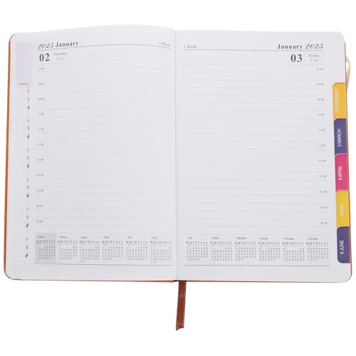HOODANCOS 2025 Englisches Agendabuch kalender zeitmanagement Monatsplaner Wochenplaner-Notizbuch tägliches notizbuch Tagesplaner-Notizbuch täglicher Arbeitsplaner Planer monatlich Pu Orange von HOODANCOS