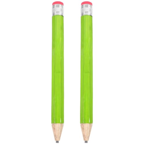 HOODANCOS 2St großer Holzbleistift lange Stifte riesige Bleistiftstütze Farbe für Bleistifte zeichnen Buntstifte Grün Jumbo Bleistift schreiben Kunststift Riese Spender Stroh Bambus von HOODANCOS