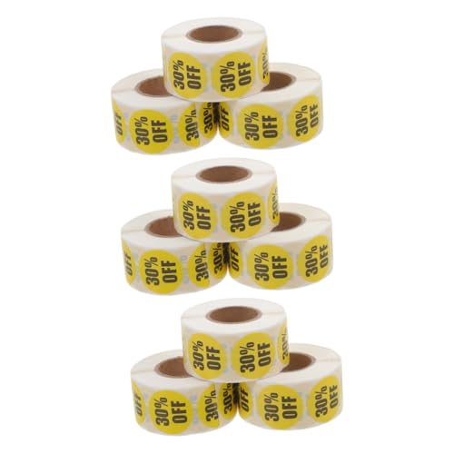 HOODANCOS 3 Sätze Supermarkt-rabattaufkleber Farbige Etiketten Aufkleber Supermarktaufkleber Einzelhandelsgeschäfte Aufkleber Supermarkt-preisschild Yellow 3 Rollen * 3 von HOODANCOS
