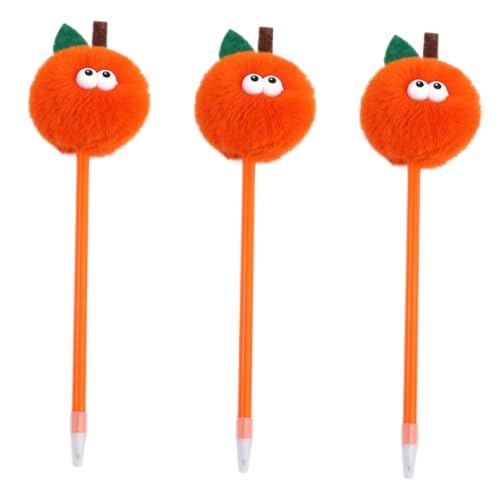HOODANCOS 3 Stück Plüsch-kugelschreiber Cartoon-stift Mehrfarbenstift Schreiben Sie Mit Einem Flauschigen Stift Bunte Stifte Dekorativer Pomponstift Stifte Für Studenten Pompon-stifte Orange von HOODANCOS