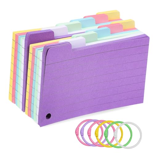 HOODANCOS 300 Blatt Spule Notizblock Studieren von linierten Notizkarten Karteikarten mit Ring Indexkarten mit Register Linierter Karteikartenblock Karteikarten lernen Karteikarten-Hinweis von HOODANCOS