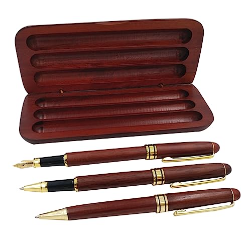 HOODANCOS 3Stücke Teiliges Schreibset Aus Kugelschreiber Füllfederhalter Und Gelstift Im Eleganten Etui Perfektes Für Jubiläen Vatertag Hauswarming Bürobedarf von HOODANCOS