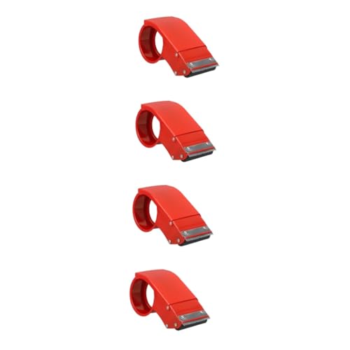 HOODANCOS 4 Stück Klebebandpacker Klein Für Dosieren Packbandspender Desktop Nachfüllung Ziehen Um Mini Bänder Klebeband-spender-schreibtisch Tonbandhalter Packungsbandspender Eisen Rot von HOODANCOS