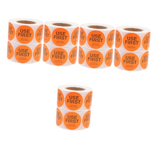 HOODANCOS 5 Sätze Inventarkontroll-tags Essen Band Erste Weiß Zweck Organisator-etiketten Verwenden Sie Zunächst Aufkleber Kupferplattenaufkleber Orange 2 Rollen * 5 von HOODANCOS