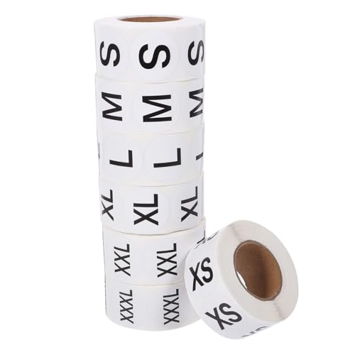 HOODANCOS 7 Rollen Größe Aufkleber Etiketten Name Registerkarten Stickbilder Aufkleber in T-shirt-größe Größenaufkleber Für Kleidung Selbstklebendes Beschichtetes Papier Schwarz von HOODANCOS